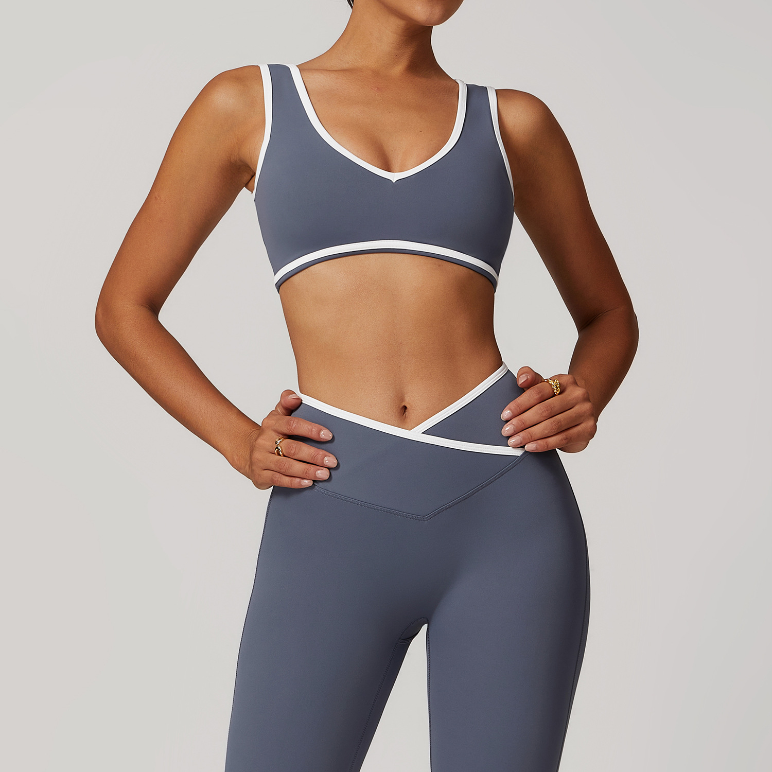 Pilates Yoga Jacket - V-Neck Sports Bra Women Top Push