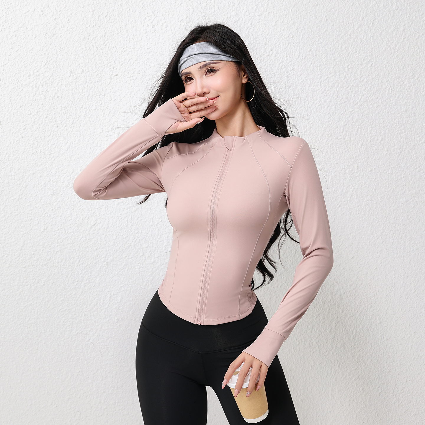 Pilates Yoga Jacket - Women Stand Collar Full Zip Slim