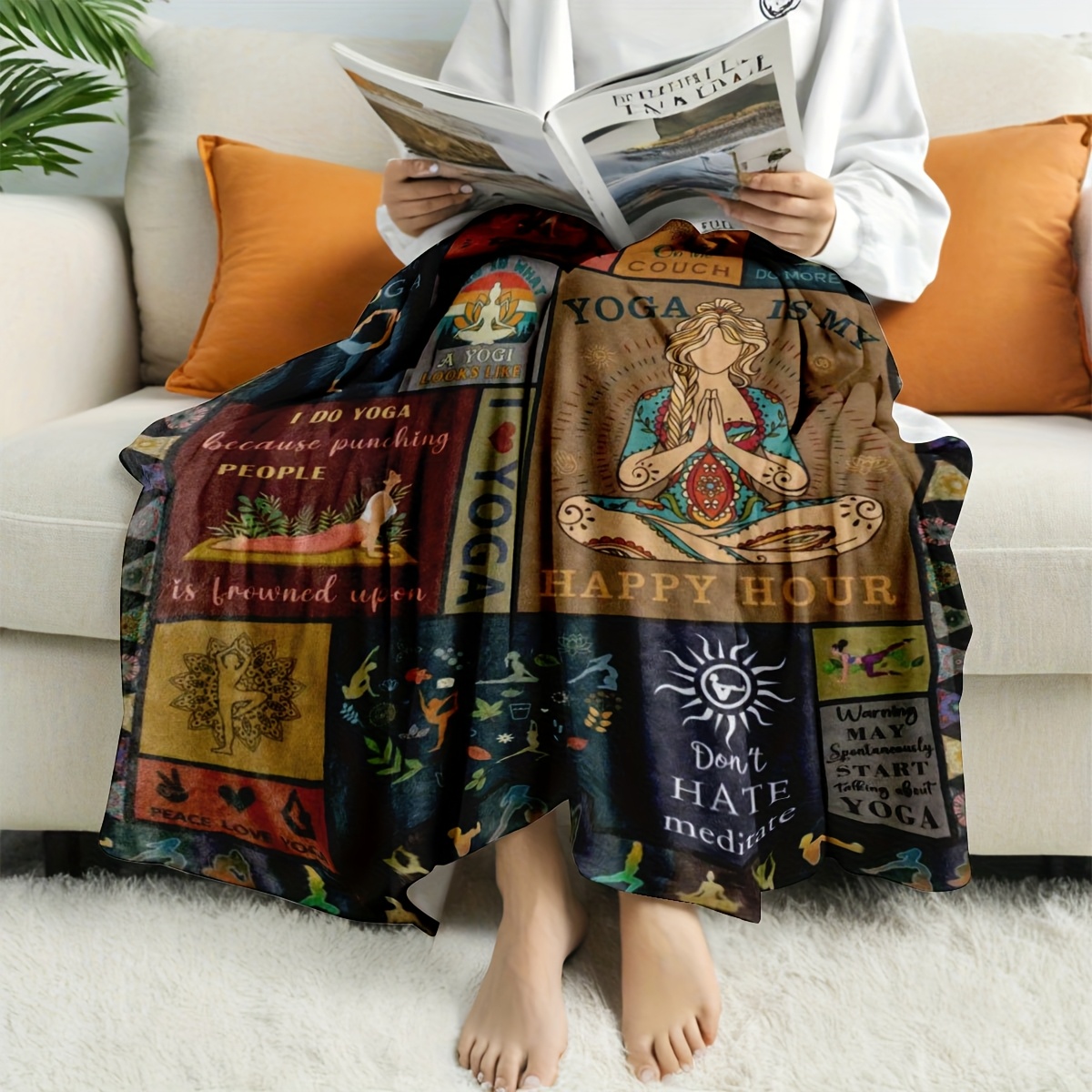 Pilates Yoga Quotes - Cozy Yoga Blanket for Women -