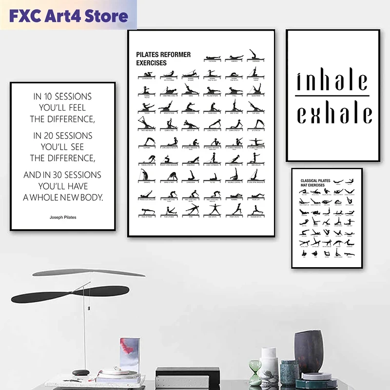 Pilates Yoga Origin - Frameless Pilates Workout Chart Poster Canvas