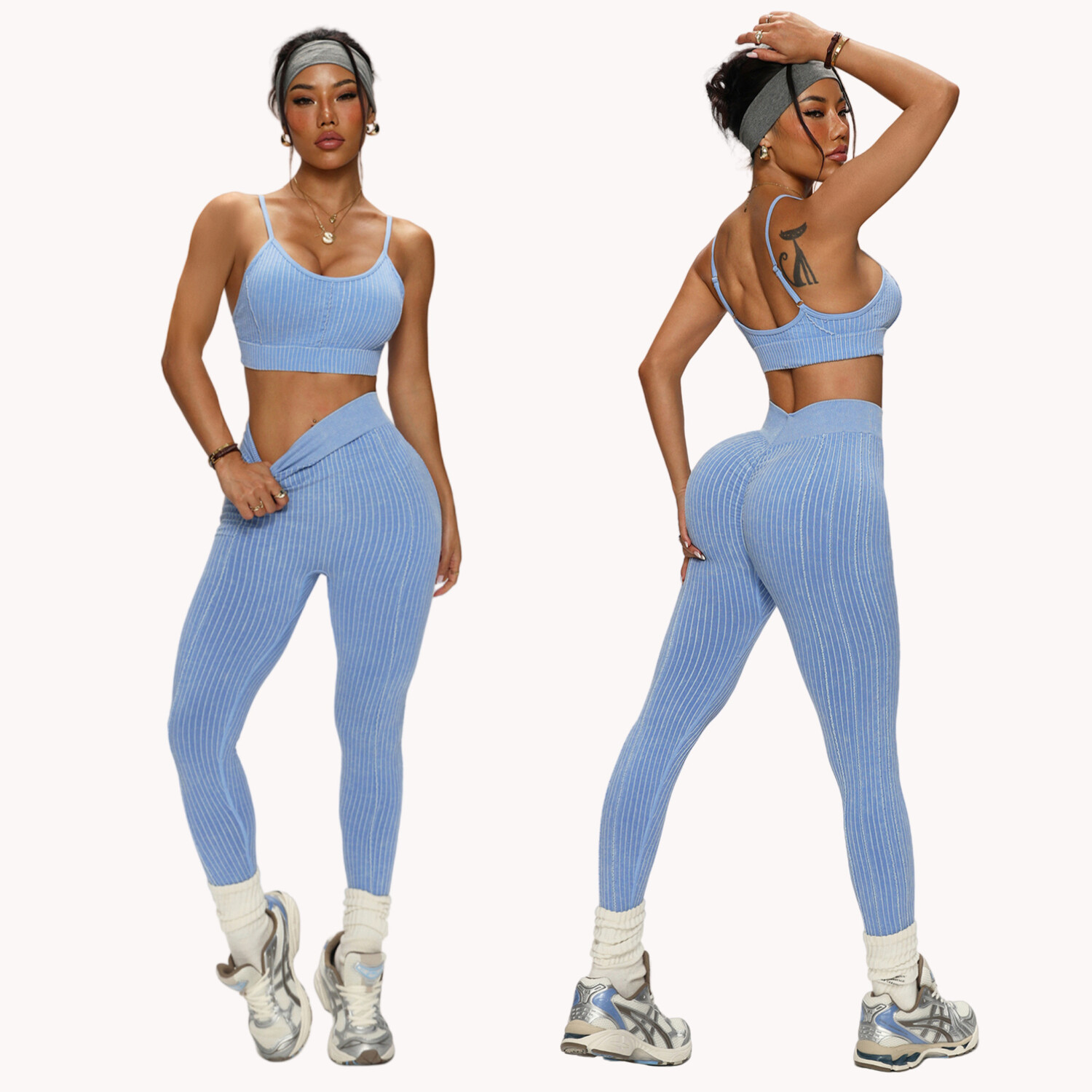 Pilates Yoga Jacket - Women's Seamless Yoga Pants Set Sand
