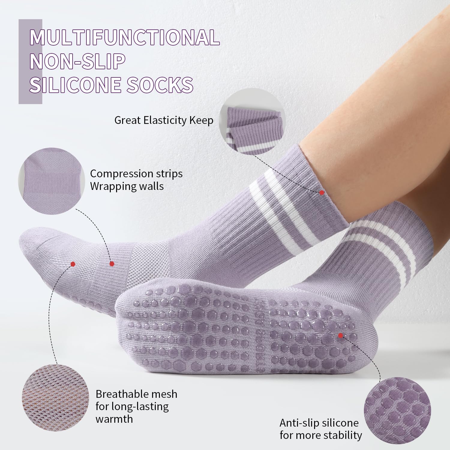 4 pairs BUDERMMY Pilates Socks - огляд і ціна Medias Para Pilates Y Yoga