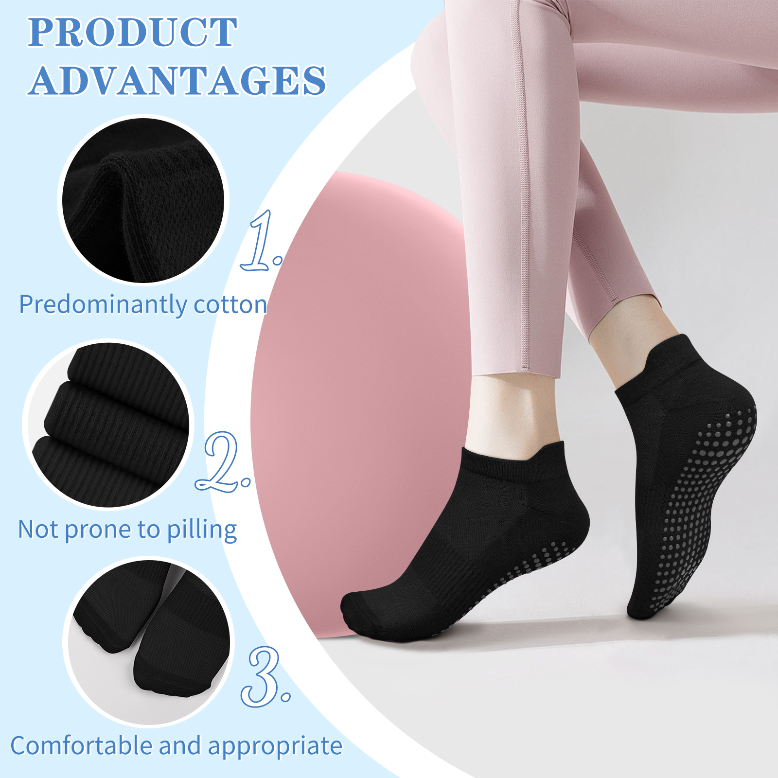 3 Pairs Yoga Socks Women Cotto - огляд і ціна Medias Para Pilates Y Yoga